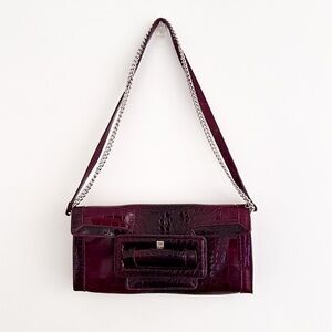 White House Black Market Embossed Red Convertable Clutch